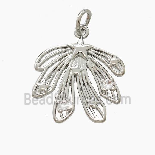 Copper Leaf Pendant Pave Zirconia Platinum Plated