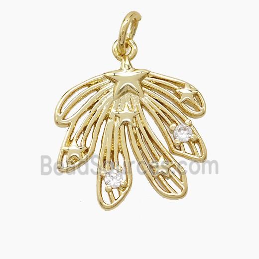 Copper Leaf Pendant Pave Zirconia Gold Plated