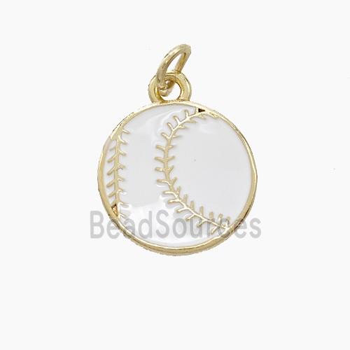 American Football Charms Copper Rugby Pendant White Enamel Sport Gold Plated