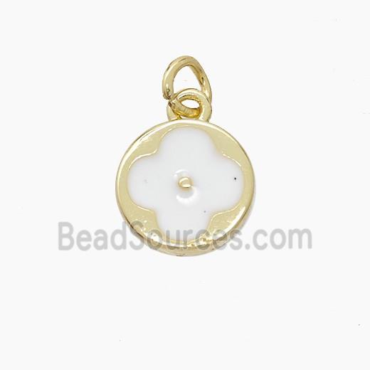 Copper Clover Pendant White Enamel Gold Plated