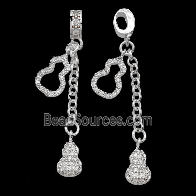 Copper Gourd Pendant Pave Zirconia Shiny Silver