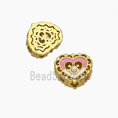 Copper Heart Beads Painted Gold Plated