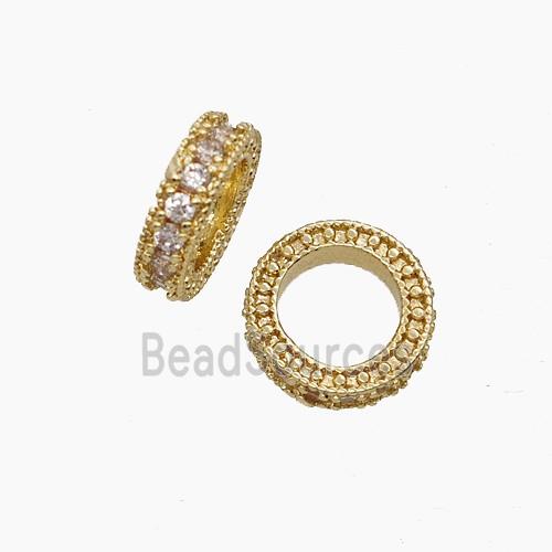 Copper Circle Beads Pave Zirconia Platinum Plated