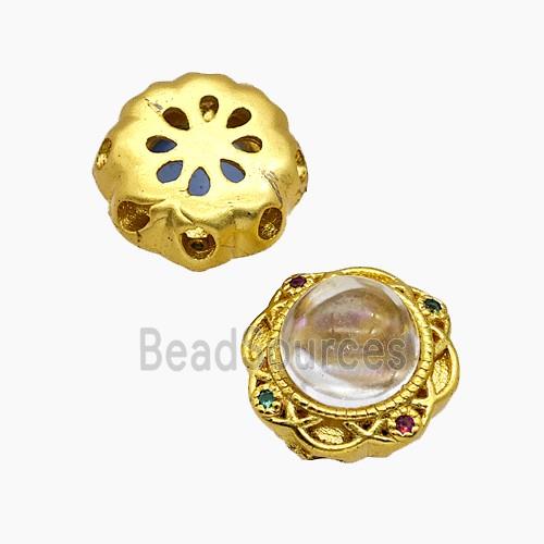 Copper Button Beads Pave Acrylic Gold Plated