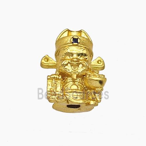 Chinese God Of Wealth Charms Copper Beads Gold Plated