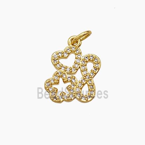 Copper Pendant Pave Zircon, Gold Plated