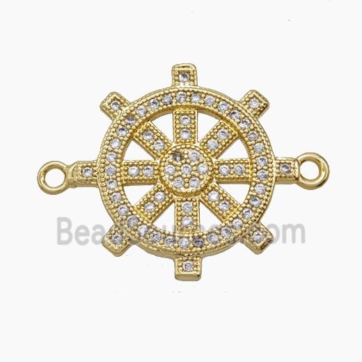 Copper Pendant Pave Zircon, Gold Plated
