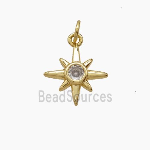Copper Pendant Pave Zircon, Gold Plated