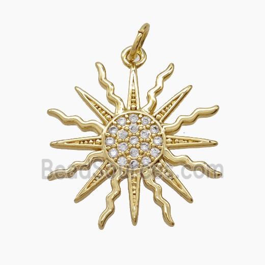 Copper Pendant Pave Zircon, Gold Plated