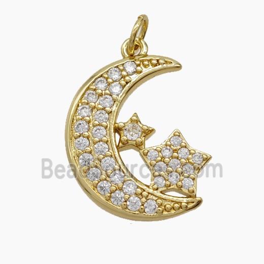 Copper Pendant Pave Zircon, Gold Plated