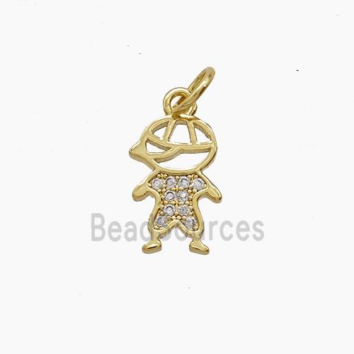 Copper Pendant Pave Zircon, Gold Plated