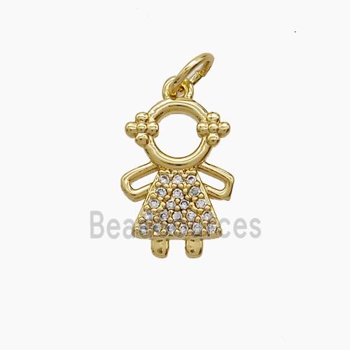 Copper Pendant Pave Zircon, Gold Plated