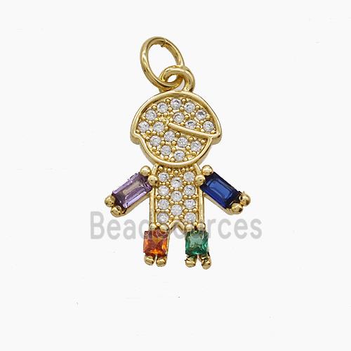 Copper Pendant Pave Zircon, Gold Plated