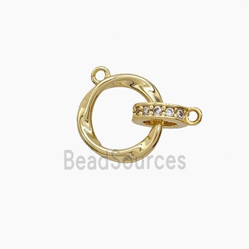 Copper Pendant Pave Zircon, Gold Plated