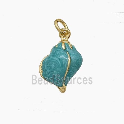 Enamel Copper Pendant, Gold Plated