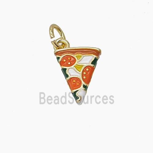 Enamel Copper Pendant Pave Zircon, Gold Plated