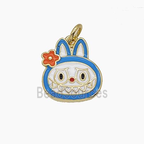 Enamel Copper Pendant Pave Zircon, Gold Plated