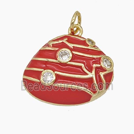 Enamel Copper Pendant Pave Zircon, Gold Plated