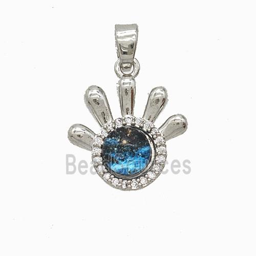 Copper Pendant Pave Resin Bead, Gold Plated