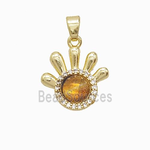 Copper Pendant Pave Resin Bead, Gold Plated