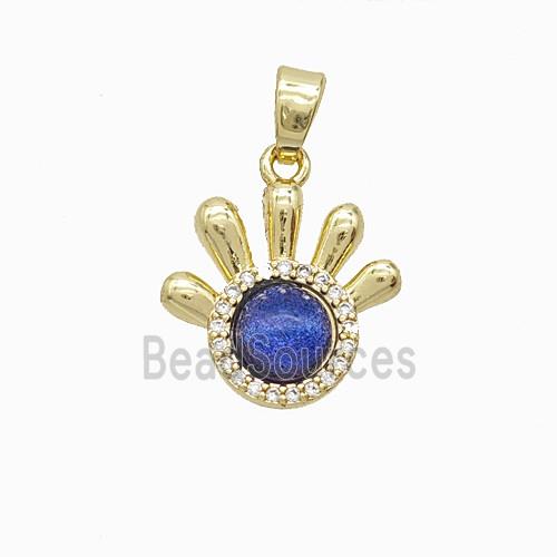 Copper Pendant Pave Resin Bead, Gold Plated