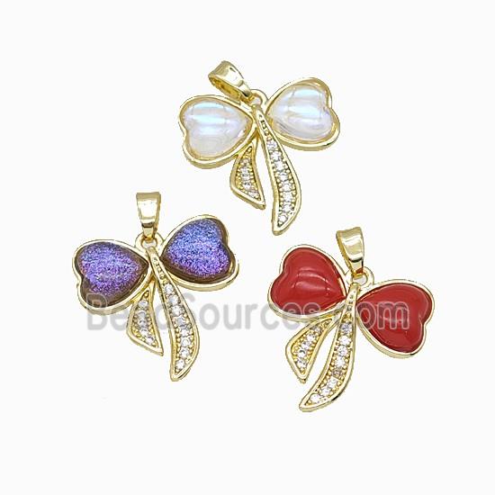 Copper Pendant Pave Resin Bead, Gold Plated