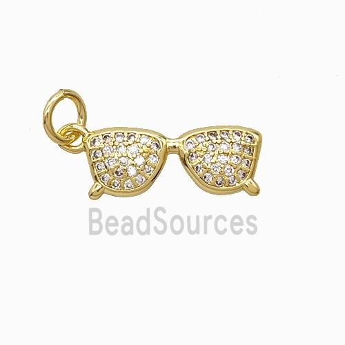 Copper Glasses Pendant Pave Zirconia Gold Plated