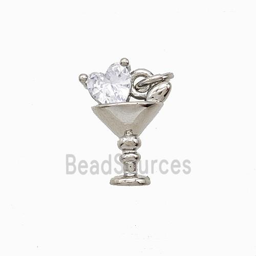 Copper Winecup Pendant Pave Crystal Glass Platinum Plated