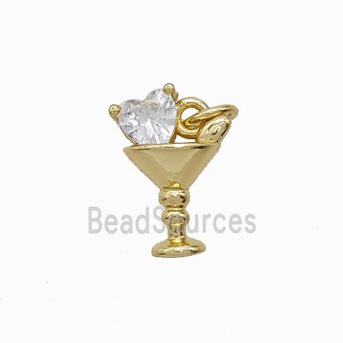 Copper Winecup Pendant Pave Crystal Glass Gold Plated
