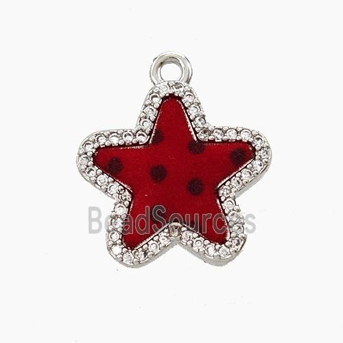 Copper Star Pendant Pave Zirconia Resin Platinum Plated
