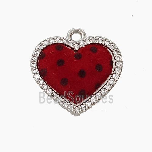 Copper Heart Pendant Pave Zirconia Resin Platinum Plated