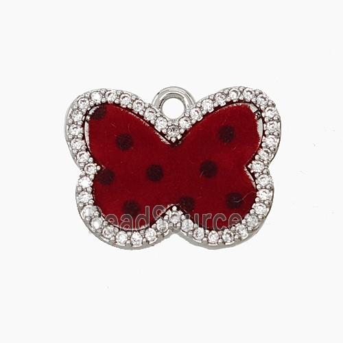 Copper Butterfly Pendant Pave Zirconia Resin Platinum Plated