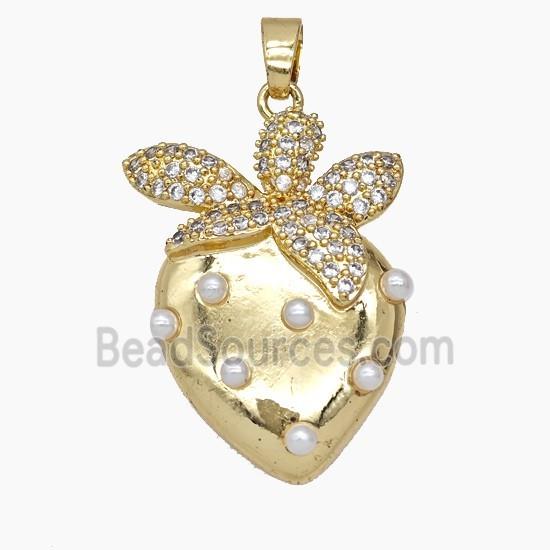 Copper Strawberry Pendant Pave Zirconia Resin Gold Plated