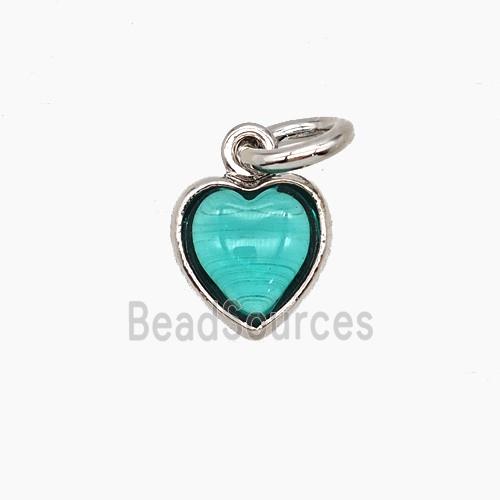 Teal Catseye Glass Heart Pendant