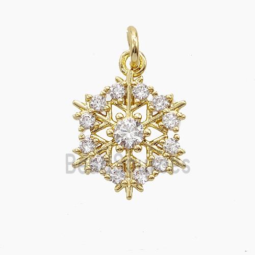 Christmas Snowflake Charms Copper Pendant Micropave Zirconia Gold Plated