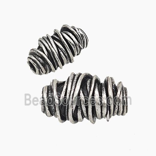 Copper Rice Beads Large Hole Antique Silver