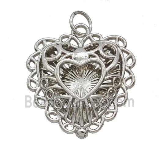 Copper Heart Pendant Hollow Platinum Plated