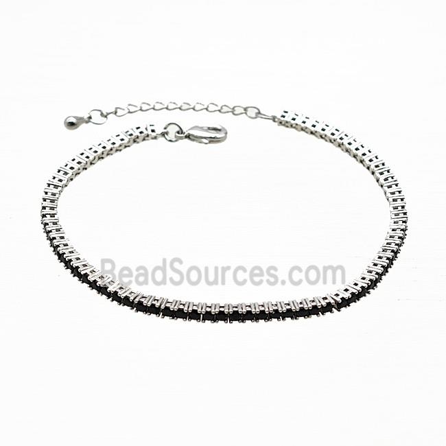 Copper Bracelet Pave Crystal Glass Platinum Plated