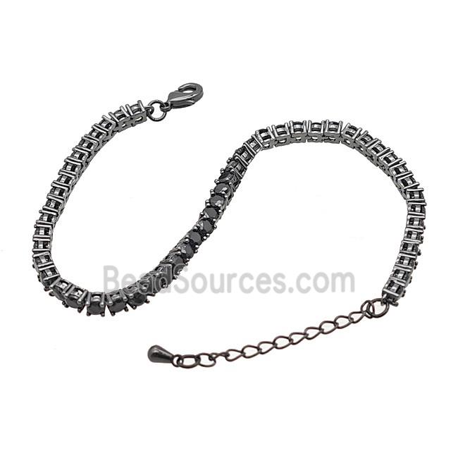 Copper Bracelet Pave Crystal Glass Black Plated