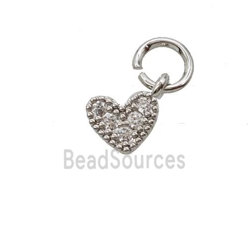 Copper Heart Pendant Pave Zirconia Platinum Plated