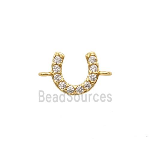 Copper Horse-Shoe Connector Pave Zirconia Gold Plated