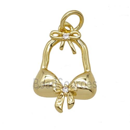 Bra Charms Copper Pendant Pave Zirconia Gold Plated