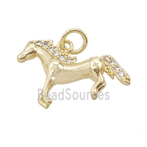Copper Horse Pendant Pave Zirconia Gold Plated