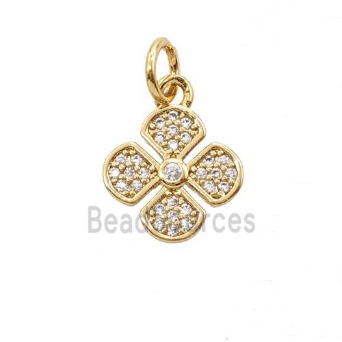 Copper Clover Pendant Pave Zirconia Gold Plated