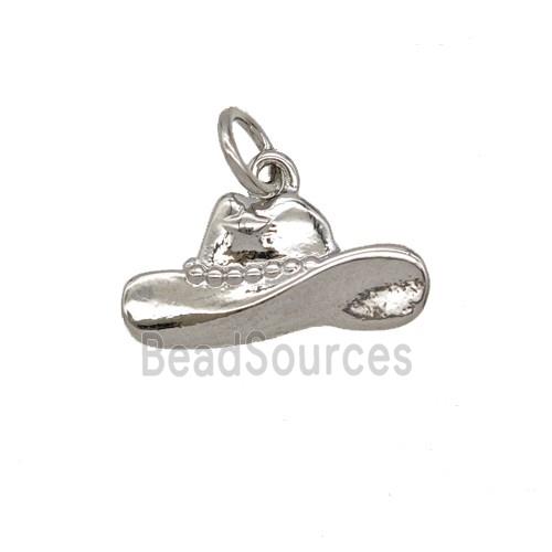 Cowboy Hat Charms Copper Pendant Platinum Plated