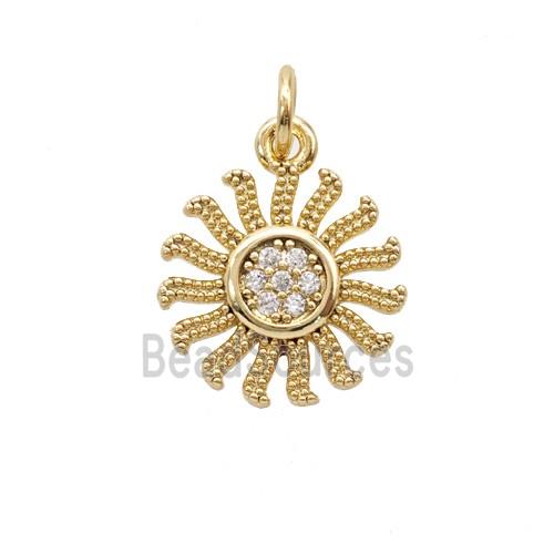 Copper Sun Pendant Pave Zirconia Gold Plated