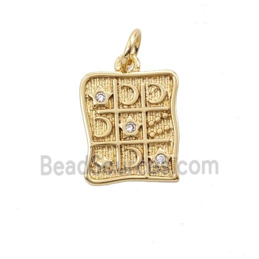 Copper Moon And Star Pendant Pave Zirconia Gold Plated