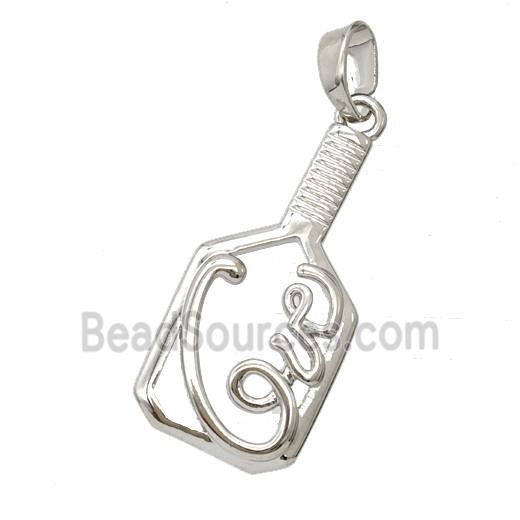 Pickleball Paddle Charms Copper Pendant Sports Platinum Plated