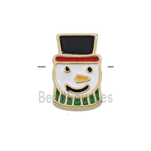 Christmas Snowman Charms Copper Beads Enamel Gold Plated