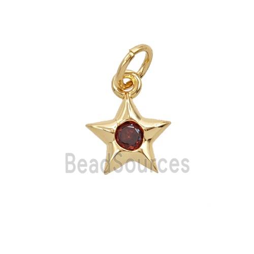 Copper Star Pendant Pave Zirconia 18K Gold Platedd